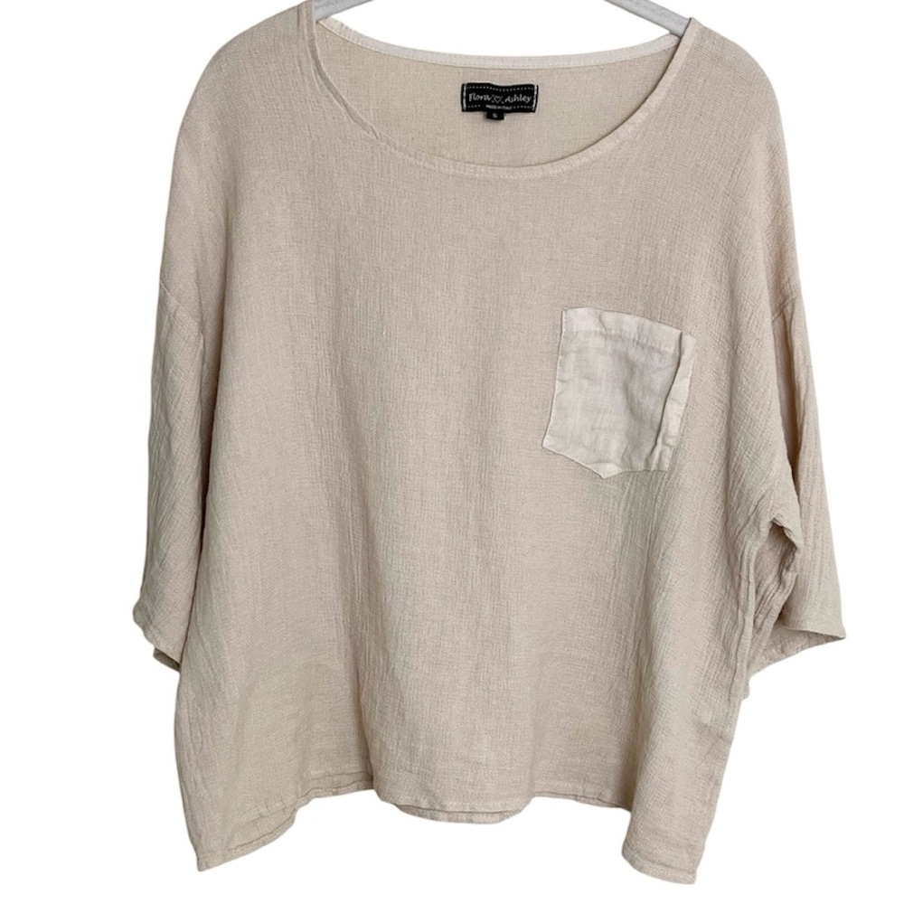 Flora Ashley Lagenlook Linen Cotton Pullover Top Sz S